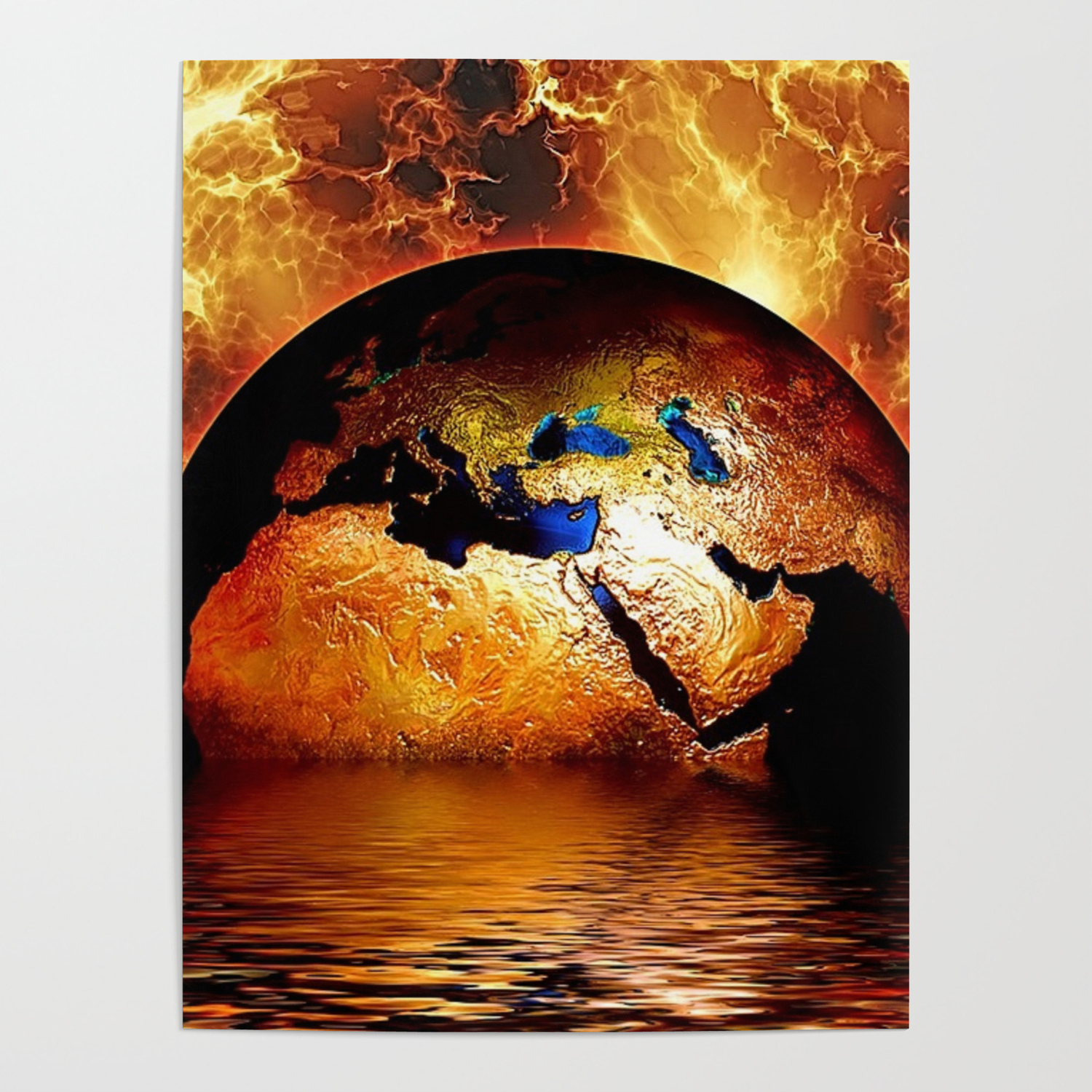Planet Earth Globe Magical Realism Portrait Of Ocean And Gold Fiery Sky Portrait Poster By Jeanpaul Ferro Society6 Planet Earth Globe Magical Realism Portrait Of Ocean And Gold Fiery Sky Portrait Poster By Jeanpaul Ferro Society6