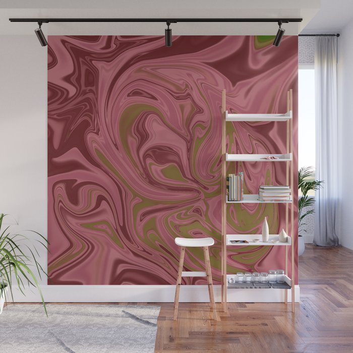 Pink & Green Elephant Abstract Trippy Artwork Wall Mural