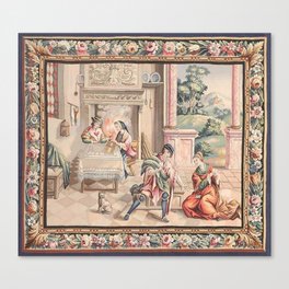Antique Rococo Scenic French Tapestry Canvas Print