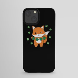 Fox With Shamrocks Cute Animals For Luck iPhone Case