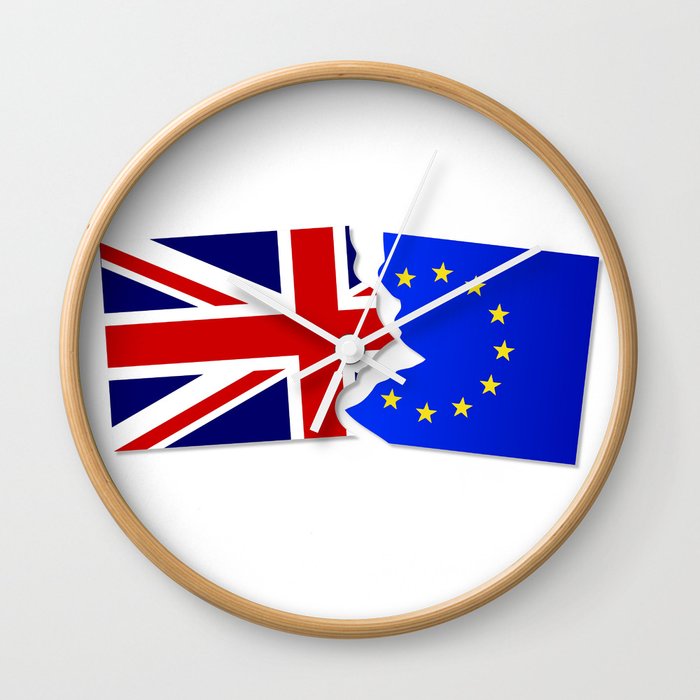 EU and Great Britain Flags Wall Clock