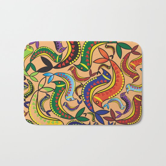 color bird pattern Bath Mat