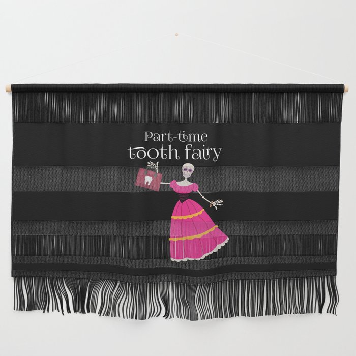 Part Time Tooth-Fairy | Pink Skeleton Wall Hanging
