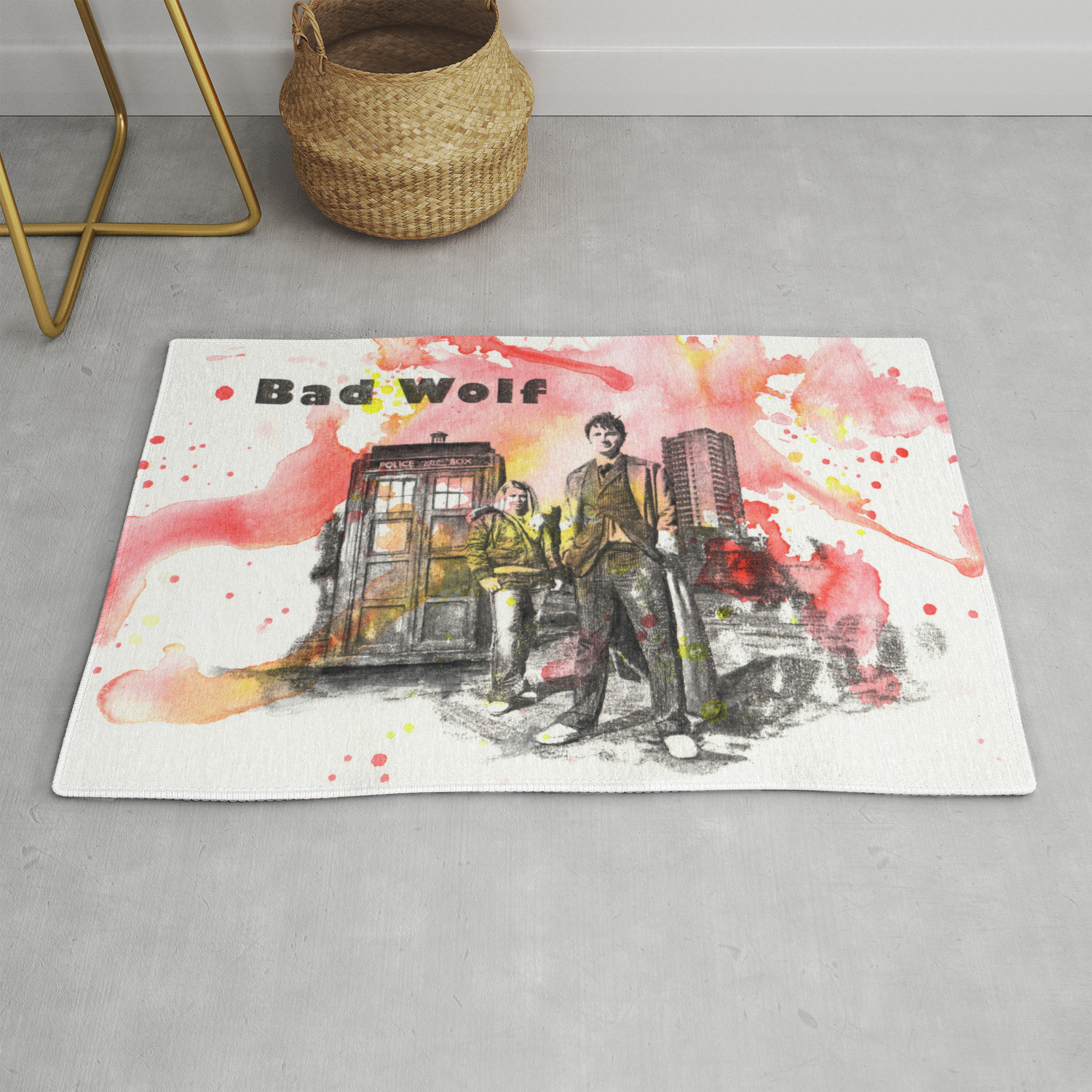 Doctor Who 10th Doctor David Tennant With Companion Rose Tyler Rug By Idillard Society6