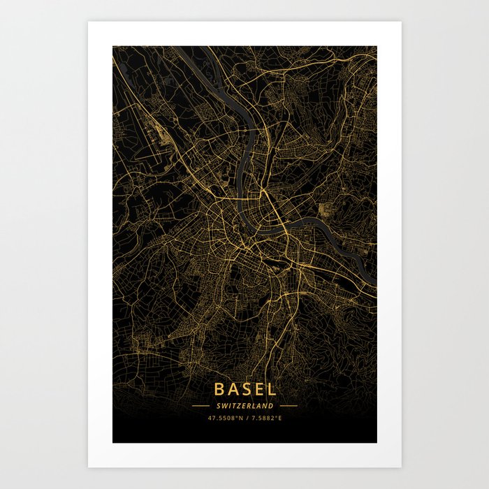 Basel, Switzerland - Gold Art Print