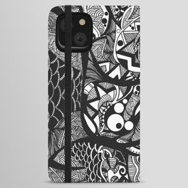 Doodle Journey Black and White iPhone Wallet Case