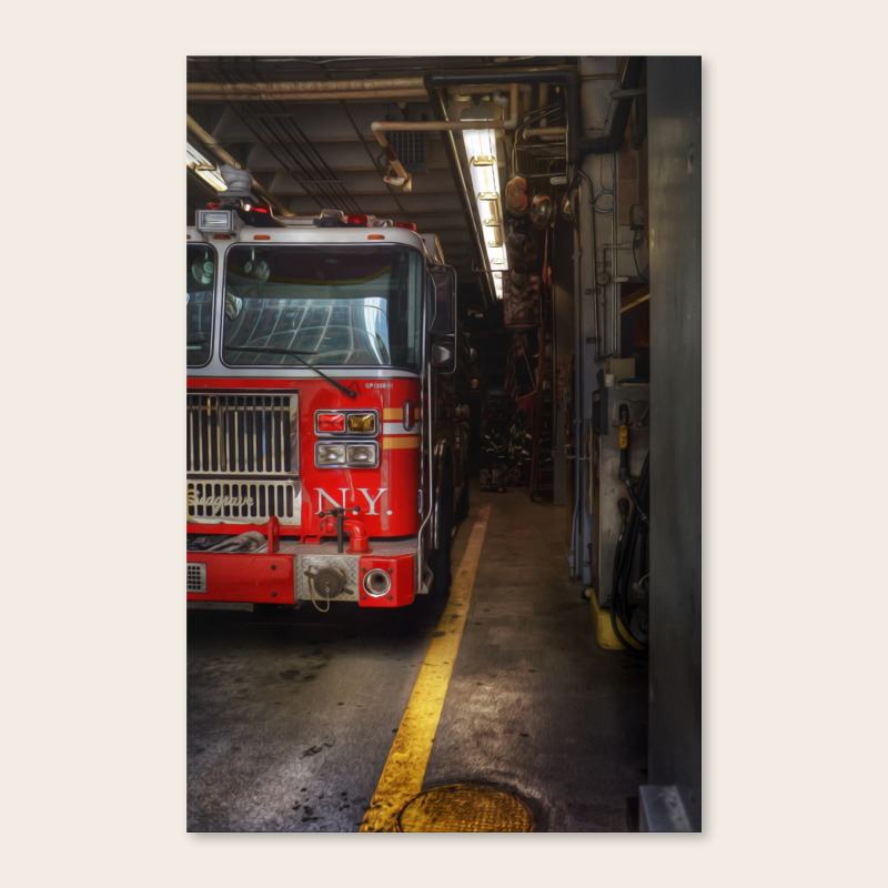 Fdny Firefighter Fireman Fire Truck Illustration Painting Art
