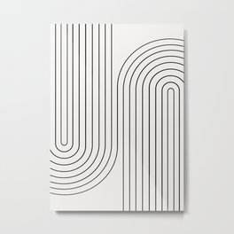 Minimal Line Curvature I Metal Print | Contemporary, Scandinavian, Modern, Graphicdesign, Mid Century, Sleek, Stripes, Curated, Abstract, White 