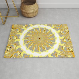 Orange and Yellow Kaleidoscope 2 Rug | Overthetop, Abstract, Rotational, Spin, Trippy, Psychedelic, Graphicdesign, Spiral, Weird, Digital 