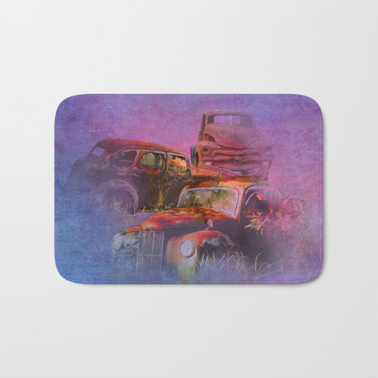 cars lost in the mist of time Bath Mat