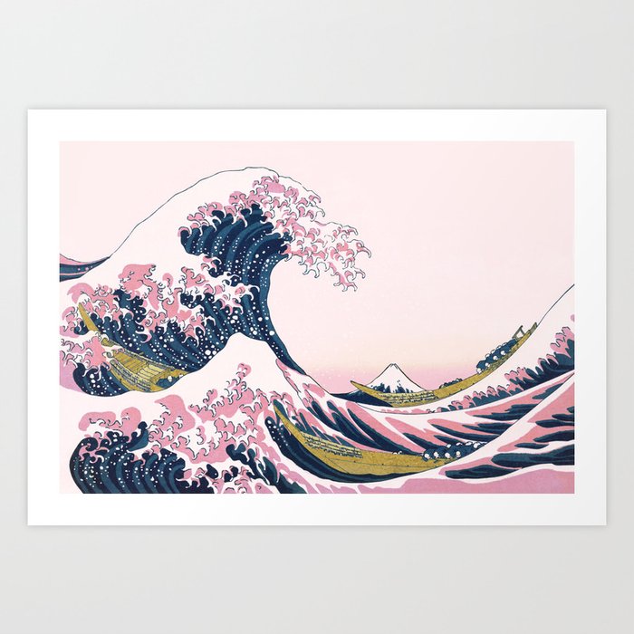 The Great Pink Wave Off Kanagawa Art Print By Freshfresh Society6