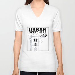 Urban Sketchers Galway Workshop 2016 (white) V Neck T Shirt