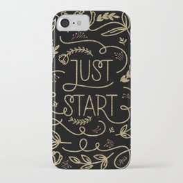 Just start...A new beginning - Black & Gold iPhone Case
