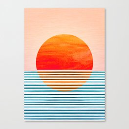 Minimalist Sunset 2 in Orange and Blue Canvas Print