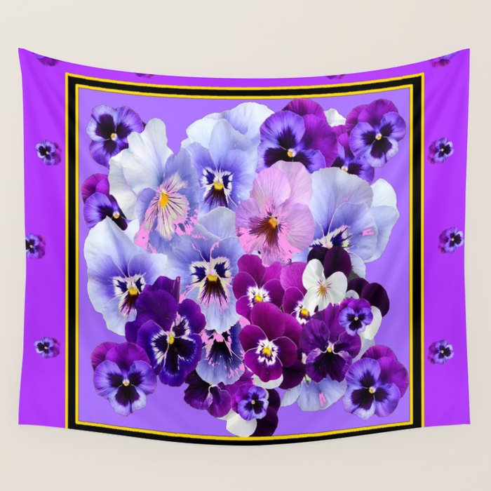 PANTENE PURPLE PANSY GARDEN DECORATIVE ART DESIGN Wall Tapestry by SharlesArt Society6