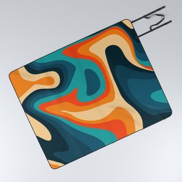 Retro 70s Color Abstract Pattern Picnic Blanket