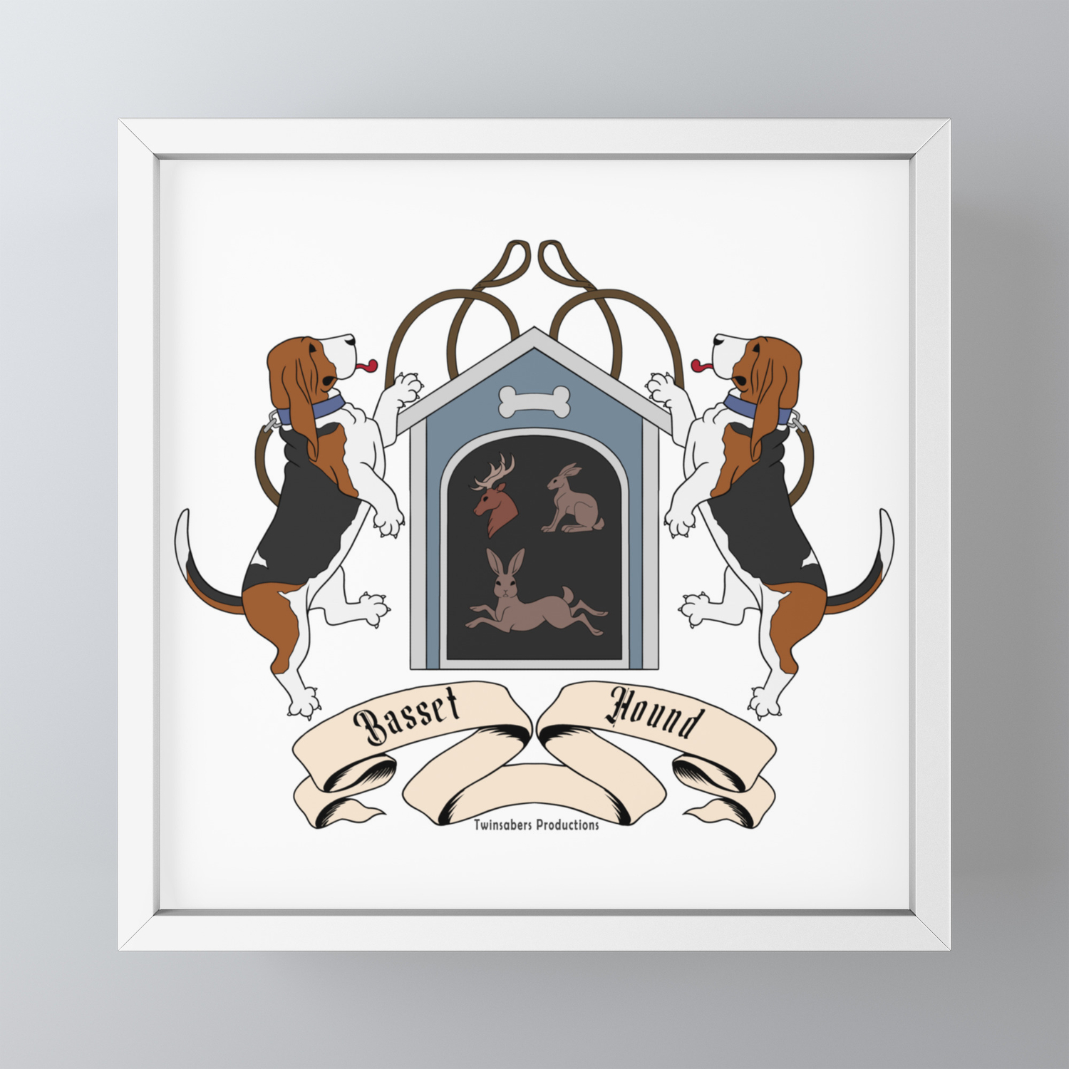 Walter Cunningham Bestemt utilsigtet Basset Hound Coat of Arms Framed Mini Art Print by Twinsabers Productions |  Society6