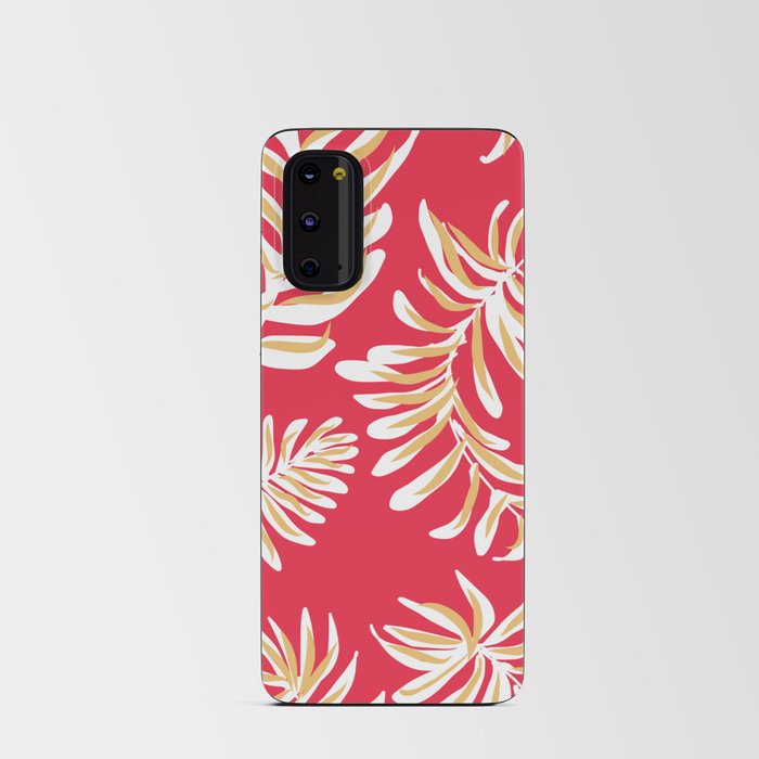 feather ferns on red Android Card Case