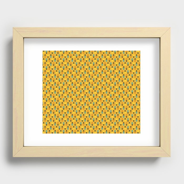 "Happy Pineapples" Cute & Colorful Tropical Pineapple Pattern Recessed Framed Print