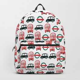 London Transport, underground trains, bus and black taxi cab Backpack | Undergound, Pattern, Painting, Trains, Street Art, Watercolor, Pop Art, Doubledeckerbus, Taxi, Transport 