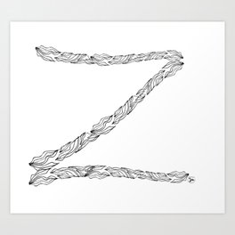 LETTER Z Art Print | Ink Pen, Figurative, Black And White, Typography, Pop Art, Christina, Illusion, Cdf, Pattern, Concept 