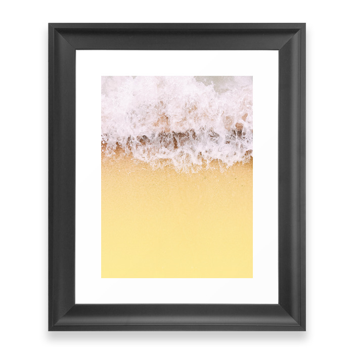Seaspray White Over Sand Gold Framed Art Print by allanmichaels