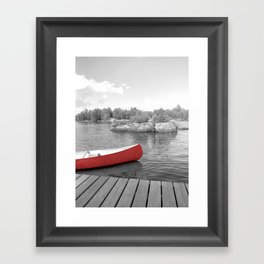 Red Canoe on the Lake Framed Art Print