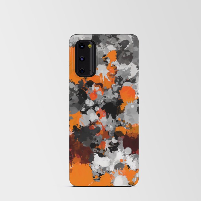 Orange and Grey Paint Splatter Android Card Case