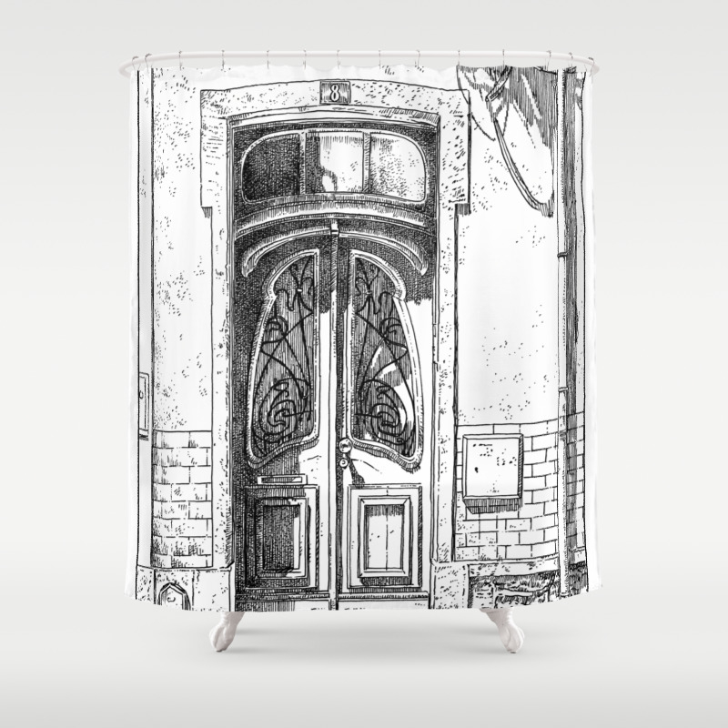 Old Door Urban Landscape Victorian Illustration Style Lisbon
