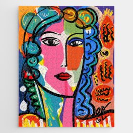 French Portrait Colorful Woman Fauvism by Emmanuel Signorino Jigsaw Puzzle
