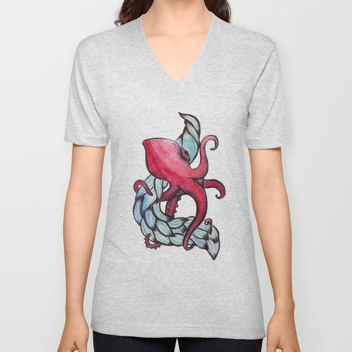 The Ocptopus & the sea V Neck T Shirt