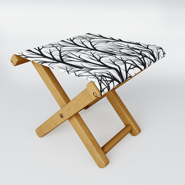 Winter Snow white silhouette nature wild forest and tree  Folding Stool