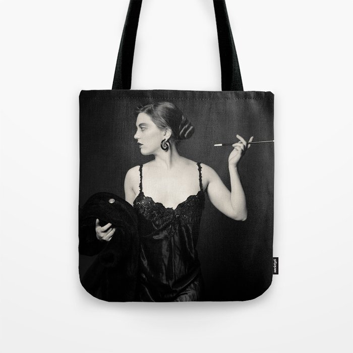 "A Noir Night Out" - The Playful Pinup - Modern Gothic Twist on Pinup by Maxwell H. Johnson Tote Bag