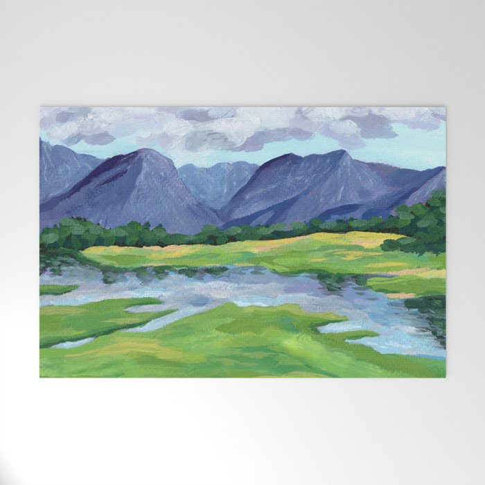 Mountain Lake in the Spring Art Print Welcome Mat
