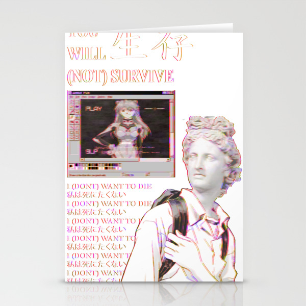 You Will Not Survive Evangelion Sad Japanese Anime Aesthetic Stationery Cards By Poser Boy Society6