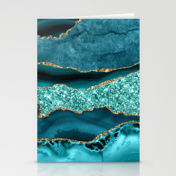 Agate Glitter Ocean Texture 12 Stationery Cards
