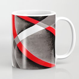 Eighties Red White and Grey Geometrical Curves On Black Mug