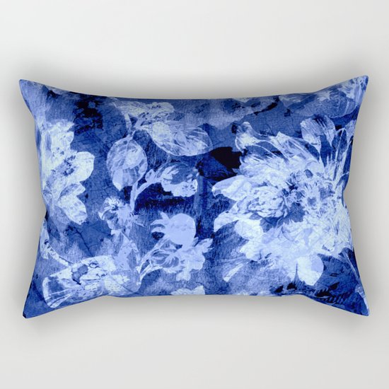 blue double floral Rectangular Pillow