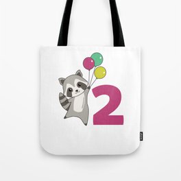 Raccoon Second Birthday Balloons For Kids Tote Bag