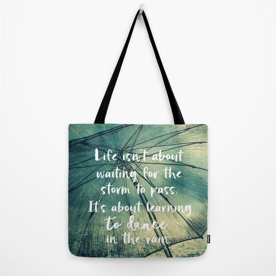 Canvas Shopping Tote Bag Life Its About Learning to Dace in Rain Waiting Beach for Women 