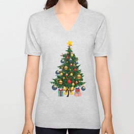Christmas Tree with Presents V Neck T Shirt