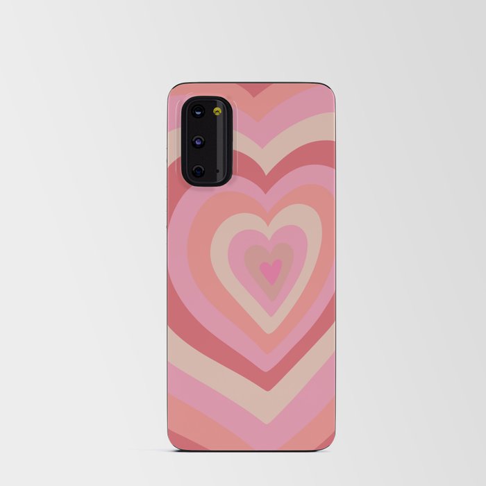 Retro Groovy Love Hearts - valentines day pink and lipstick red Android Card Case