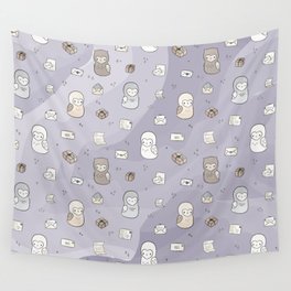 Owl Post Pattern - Lavender Watercolor Wall Tapestry