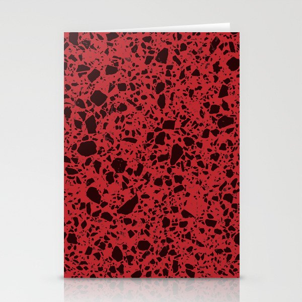 Red Terrazzo Pattern Stationery Cards