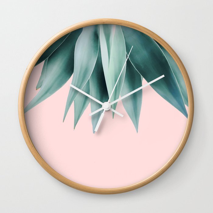 Agave fringe - blush Wall Clock