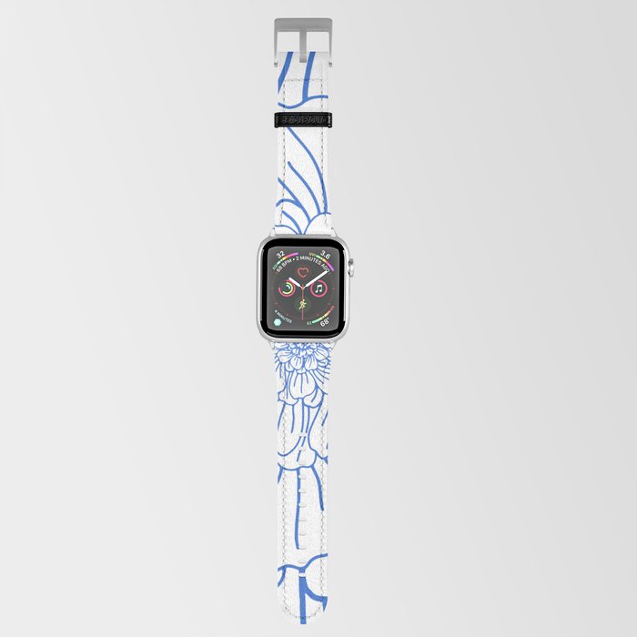 Blue Flower Outline Apple Watch Band