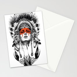 Native American Woman In Traditional Headdress Stationery Card