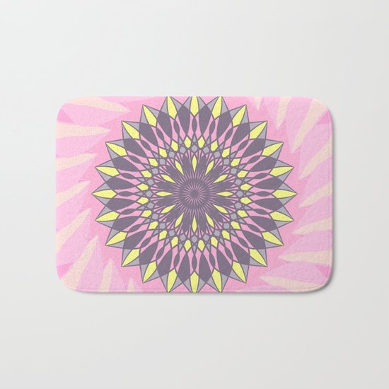 Grey and yellow mandala Bath Mat