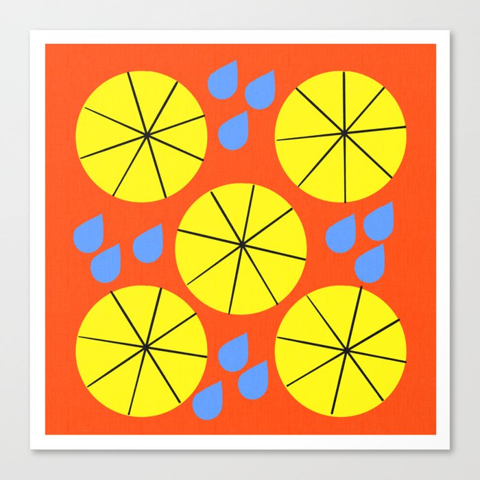 Spring Rain Umbrella Mid-Century Modern Canvas Print