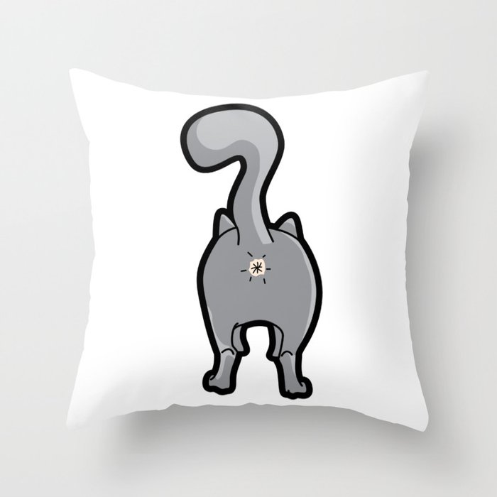 Happy Kitty Cat Butt Throw Pillow by Lindsay McCart